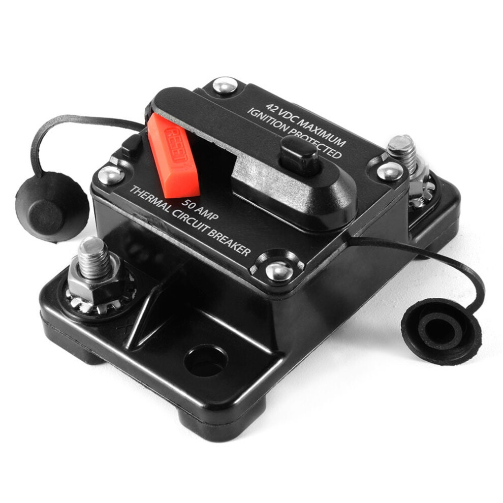 Circuit Breaker, Car Stereo Audio Inline Manual Reset Circuit Breaker Accessories Dc12v-42V 50A-300A For Inline Fuse Holder(50A) 9027700431355