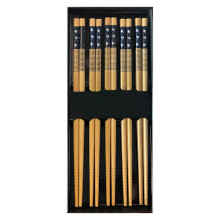 10x Bamboo Chopsticks - Blue/White Black