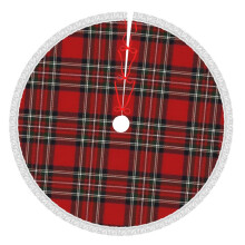 Christmas Plaid Christmas Tree Skirts 30" Inch, Winter Holiday Tree Mat, Xmas Tree Skirt For Rustic Christmas Holiday Decorations