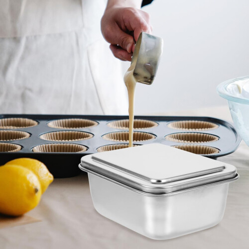 Stainless Steel Baking Pan with Lid, Large Capacity Rectangular Bread Loaf Dish for Oven Use 1