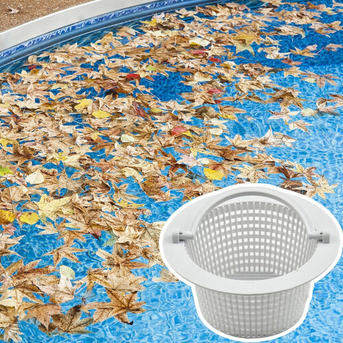 Pool Skimmer Basket with EasyGrip Handle for Leaf and Debris Removal, Universal Strainer Replacement 1