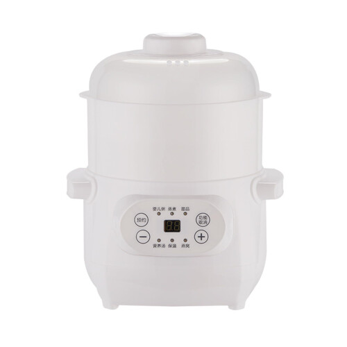 1L Ceramic Electric Slow Cooker with Touch Control, Dual Stew Steam Function, White Soup Maker