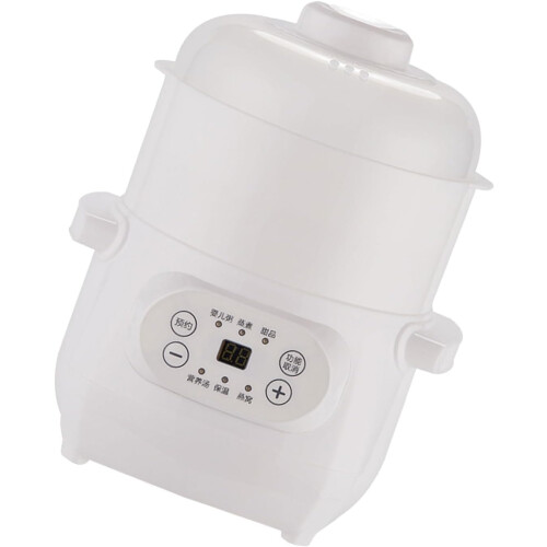 1L Ceramic Electric Slow Cooker with Touch Control, Dual Stew Steam Function, White Soup Maker 1