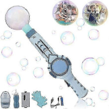 (Blue) Elastic Smog Bubble Machine, Automatic Magic Smoke Bubble Blower Machine