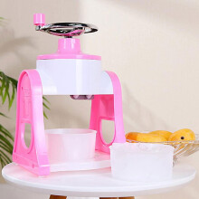 Manual Ice Crusher with Hand Crank, NonSlip Base for Smoothies, Cocktails, Slushies, Blue Pink