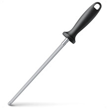 13 Inch Knife Sharpening Steel Carbon Honing Rod with Ergonomic Non‑Slip Handle Black