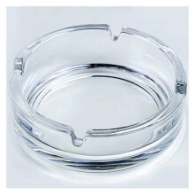 Glass Ashtray Round Clear Design with Cigarette Grooves for Home Office Indoor Use
