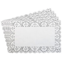 150 Pack Rectangle White Lace Paper Doilies 11.8x7.4in for Wedding Party Table Decoration