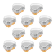 10Pcs Heart Shaped Aluminum Foil Cake Pans with Lids for Baking Desserts Pudding Cheesecake Tarts