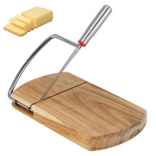 Cheese Slicer with Stainless Steel Blade, 8.89.4 Acacia Wood Cheese Cutting Board, NonSlip Base