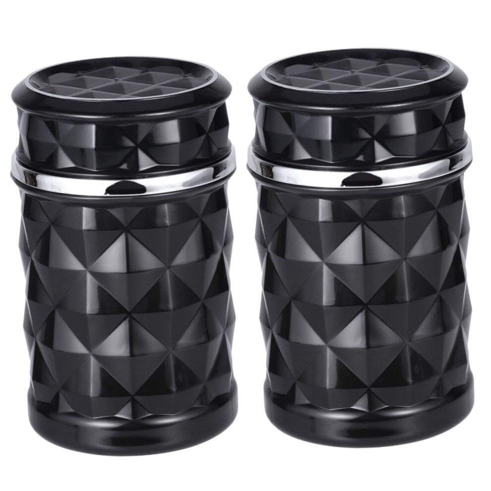 2Pcs Car Ashtray With Lid And Led Smokeless Easy Clean Cup Holder Design, Nonslip Base Light 9113335540521