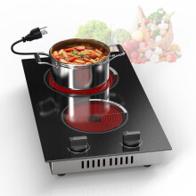 2 Burner Electric Cooktop 110V 2000W Dual Ceramic Hob, 12 Inch Countertop and Builtin Stove