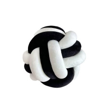 Knot Ball Pillow 8.7 Inch Black White Velvet Round Knotted Cushion Sofa Bed Plush Home Decor