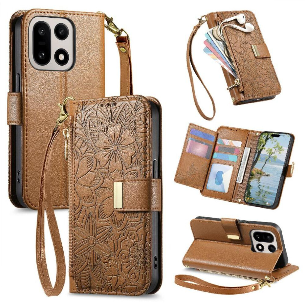 () Flip Case For Oneplus 15 Full Protection Wallet Function Kickstand Viewing Gift Choice Floral Embossed 764563188475