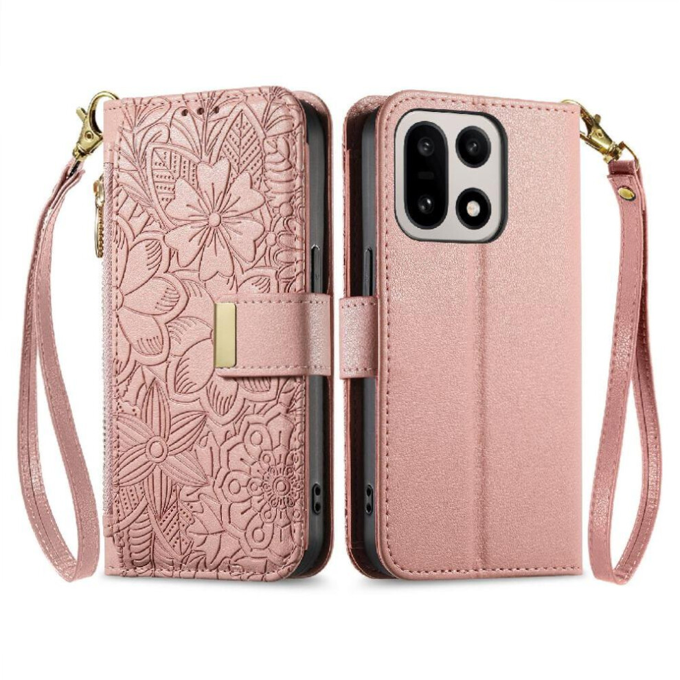 () Flip Case For Oneplus 15 Full Protection Wallet Function Kickstand Viewing Gift Choice Floral Embossed 764563188499