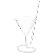 Wine Glass with Unique Spiral Design and BuiltIn Straw, Transparent Goblet for Wine Juice Cocktail