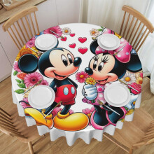 Cartoon Mickey Mouse 60" Round Tablecloth, Stain & Water Resistant, Wrinkle-Free, Indoor/Outdoor Use for Home, Kitchen, Party, Patio Decor