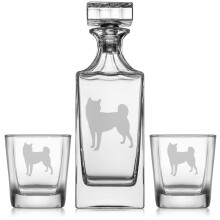 Whiskey Decanter Gift Set With 2 Whiskey Old Fashioned Rocks Glasses Shiba Inu