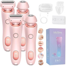 Modira Mermaid Shaver, 2 in 1 Electric Razor for Women, Detachable Head, Wireless Bikini Trimmer, IPX7 Waterproof, Painless (Pink *2)