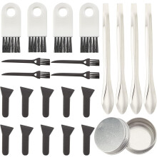 23PCS Black Scrapers Brushes & Spoons Kit for Grinder - Includes Pollen Scraper, Plastic Brush, Stainless Steel Spatula, Micro Scoop, Aluminium Tin
