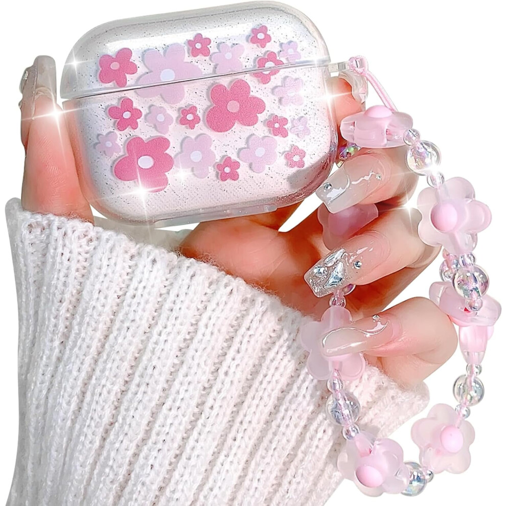 Compatible For Compatible With Airpods Case Cute Clear Glitter Flower Floral With Lovely Flower Chain Design For Women Girls 9027700435872