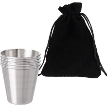 2pcs Stainless Steel Shot Glass, Condiment Sauce Dressing Cup, 2 Ounce, 4 Shot Glasses in Velvet Pouch Set (Set of 1)