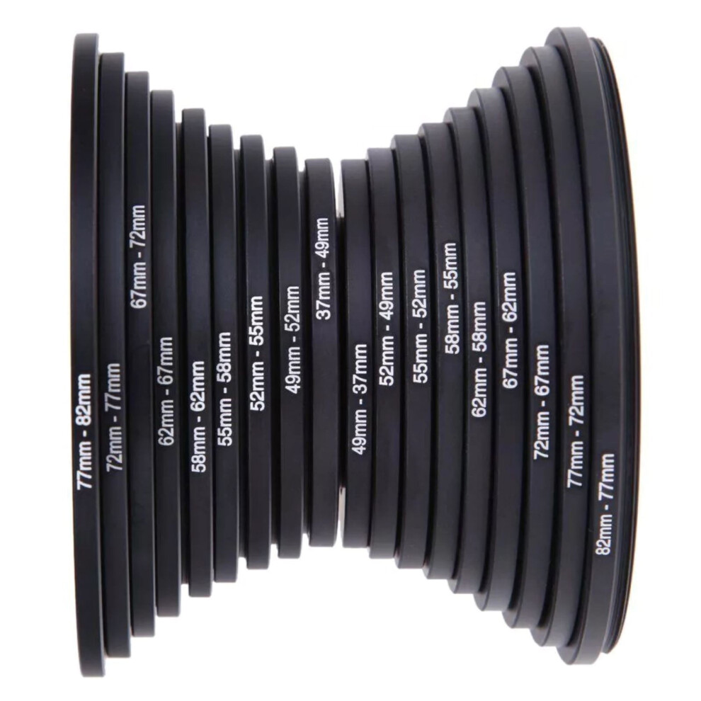 18Pcs Precision-Made Filter Adapters Compatibility Galore For Various Dslr Cameras, 37-82Mm 9027700437135