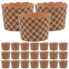 50pcs Greaseproof Cupcake Liners Brown Checkered Paper Baking Cups for Muffins Cakes Party
