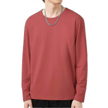 (S,Red)Daily wear t-shirt for men, O-neck long sleeve top for autumn fashion