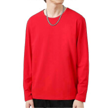 (S,Dark Red)Daily wear t-shirt for men, O-neck long sleeve top for autumn fashion