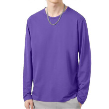 (M,Purple)Daily wear t-shirt for men, O-neck long sleeve top for autumn fashion