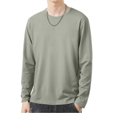 (L,Green)Daily wear t-shirt for men, O-neck long sleeve top for autumn fashion