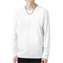 (XL,White)Daily wear t-shirt for men, O-neck long sleeve top for autumn fashion