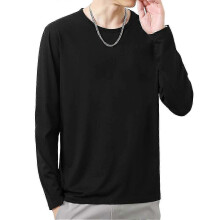 (XL,Black)Daily wear t-shirt for men, O-neck long sleeve top for autumn fashion