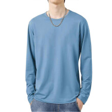 (XL,Blue)Daily wear t-shirt for men, O-neck long sleeve top for autumn fashion