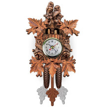 Vintage Wooden Cuckoo Clock Silent Night Mode Handcrafted Forest Style for Living Room Bedroom
