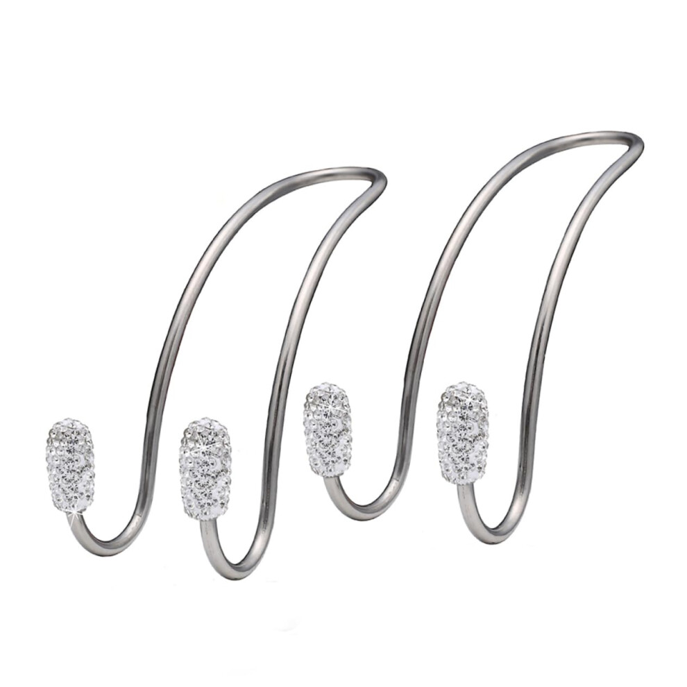2Pcs Car Seat Headrest Hooks Stainless Steel Rhinestone Double Hook Organizer For Bags And Clothes 9053599001454