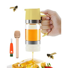 Honey Dispenser 10oz No Drip Glass Syrup Server for Coffee Tea Pancakes with Silicone Base
