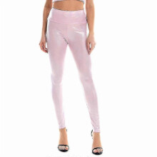 (S,pink)Sexy Womens Faux Leather High Waisted Leggings