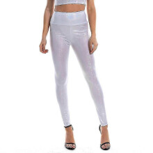(XXL,white)Sexy Womens Faux Leather High Waisted Leggings