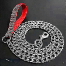 (Red) Heavy Duty Dog Leash with Foam Padding, Anti-Bite and Anti-Cut Metal Chain for Small, Medium, and Large Dogs