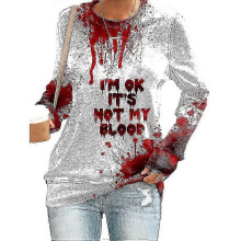 (M,COLOR 1)I'm Fine Bloody T-shirt Shirt Bloodstained Shirt Blood Splatter Shirt Halloween Costume