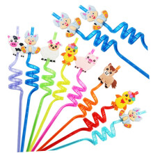 20pcs Shark and Animal Party Straws Birthday Favors Reusable Cartoon Designs Wide Applications