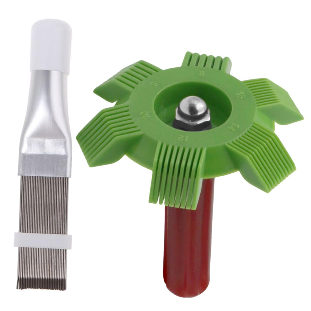 2Pcs Stainless Steel Air Conditioner Fin Comb Set With Brush For Deep Coil Cleaning And Improved Airflow 9455672656856
