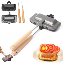 Sandwich Maker with Sealed Design, Nonstick DoubleSided Flip Grill Pan for Hot Dog and Camping