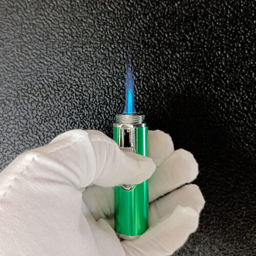 Butane Torch Lighter with Adjustable Flame Control, Durable Metal Refillable Design, 1 Pack Green 1
