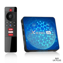 (UK plug, 4g64g) Digital Display Smart Television Box Household High-Gain Medias Player for Home Bedroom