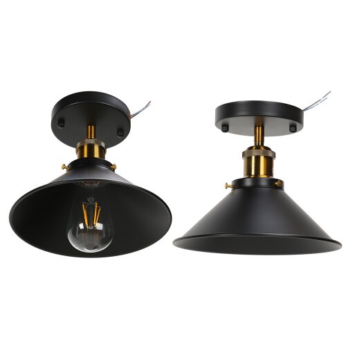 Black Wrought Iron E27 Ceiling Lamp for Farm Kitchen Corridor 85‑240V