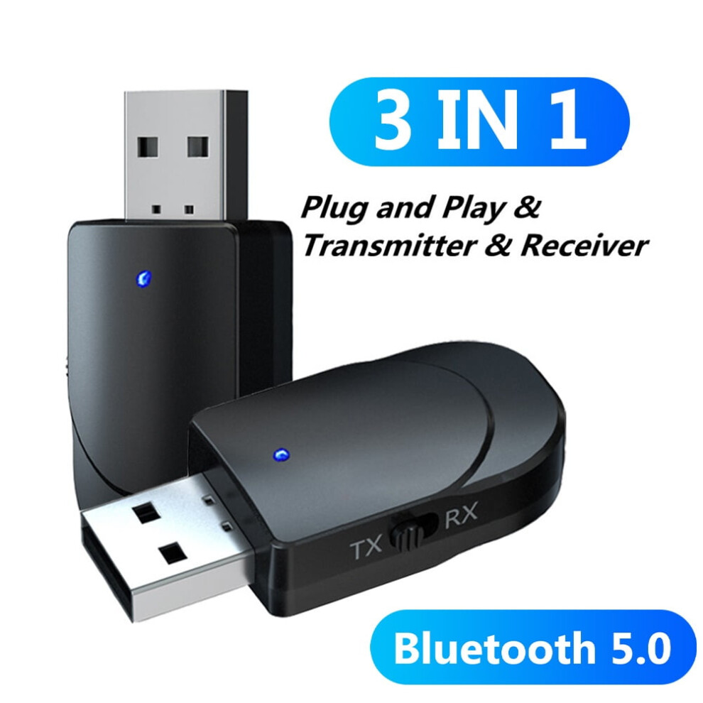 Susuchens Bluetooth 5.0 Stereo Audio Transmitter Receiver Usb 3.5Mm Aux Adapter For Tv Pc Black 9377112444963