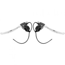 Eatbuy 1 Pair Bike Brake Levers, Aluminum Handlebar Grips Assembly L&R with Cable for E-Bike - Silver & Black